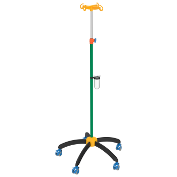 On the Way: Children's IV Pole Rainbow Green with cooured Mouse Castors