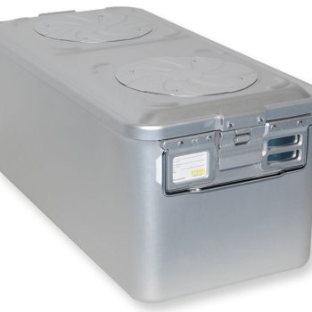 Large Barrier System container with two valves and non perforated bottom.