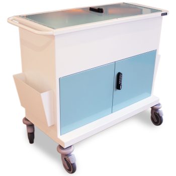 Metal Small Secure Medical Records Trolley Unit with 2 x Compartments