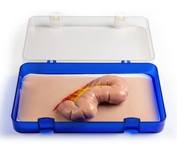 Wound moulage protrusion of large intestines